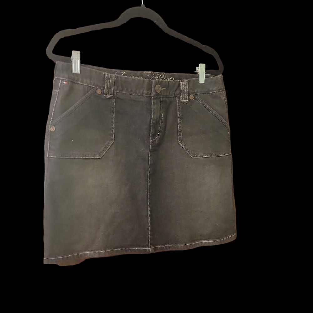 Sz 14 Tommy Hilfilger charcoal jean mini skirt #1